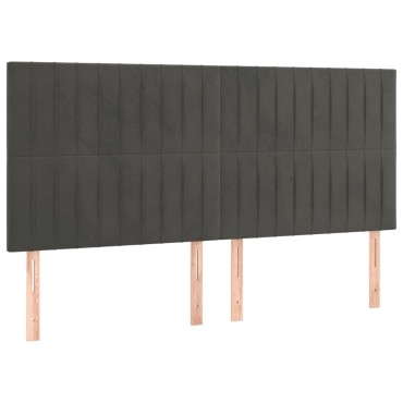 vidaXL Κεφαλάρια Κρεβατιού 4 τεμ.Σκούρο Γκρι 100x5x78/88cm Βελούδινο