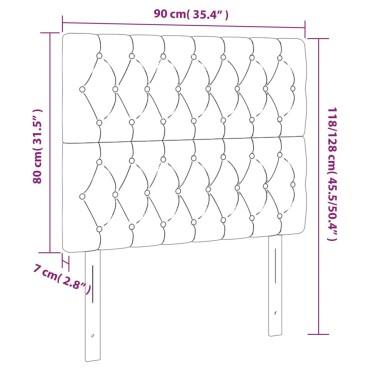 vidaXL Κεφαλάρια Κρεβατιού 2 τεμ. Μαύρο 90x7x78/88cm Υφασμάτινο