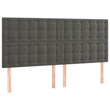 vidaXL Κεφαλάρια Κρεβατιού 4 τεμ. Σκούρο Γκρι 90x5x78/88cm Βελούδινο