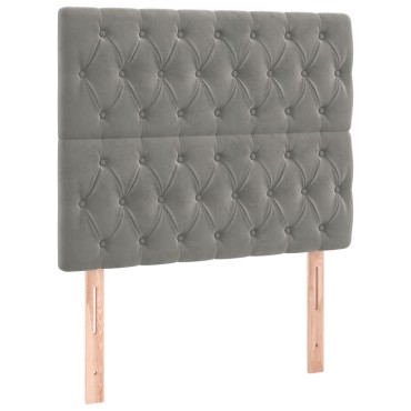 vidaXL Κεφαλάρι Ανοιχτό Γκρι 90x7x118/128cm Βελούδο 1 τεμ.