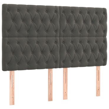 vidaXL Κεφαλάρια Κρεβατιού 4 τεμ. Σκ. Γκρι 80x7x78/88cm Βελούδινο