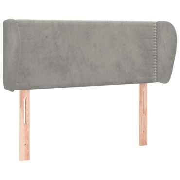 vidaXL Κεφαλάρι με Πτερύγια Ανοιχτό Γκρι 93x23x78/88cm Βελούδινο 1 τεμ.