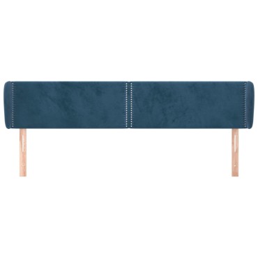 vidaXL Κεφαλάρι με Πτερύγια Σκούρο Μπλε 203x23x78/88cm Βελούδινο 1 τεμ.
