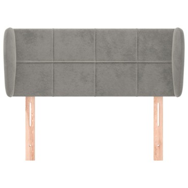 vidaXL Κεφαλάρι με Πτερύγια Ανοιχτό Γκρι 103x23x78/88cm Βελούδινο 1 τεμ.