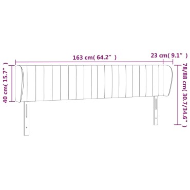 vidaXL Κεφαλάρι με Πτερύγια Σκούρο Μπλε 163x23x78/88cm Βελούδινο 1 τεμ.