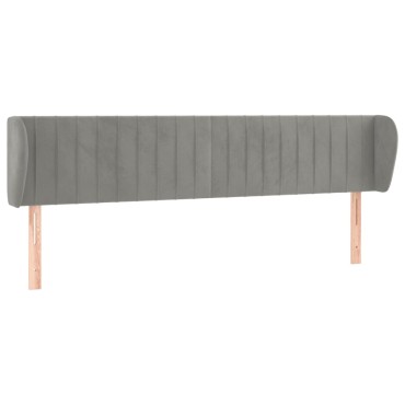 vidaXL Κεφαλάρι με Πτερύγια Ανοιχτό Γκρι 203x23x78/88cm Βελούδινο 1 τεμ.