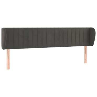 vidaXL Κεφαλάρι με Πτερύγια Σκούρο Γκρι 203x23x78/88cm Βελούδινο 1 τεμ.