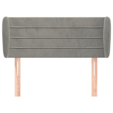 vidaXL Κεφαλάρι με Πτερύγια Ανοιχτό Γκρι 93x23x78/88cm Βελούδινο 1 τεμ.