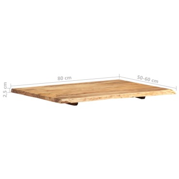 vidaXL Επιφάνεια Τραπεζιού 80x(50-60)x2,5cm Μασίφ Ξύλο Ακακίας 1 τεμ.