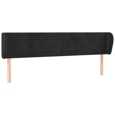 vidaXL Κεφαλάρι με Πτερύγια Μαύρο 163x23x78/88cm Βελούδινο 1 τεμ.