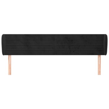vidaXL Κεφαλάρι με Πτερύγια Μαύρο 163x23x78/88cm Βελούδινο 1 τεμ.