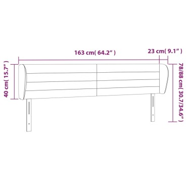 vidaXL Κεφαλάρι με Πτερύγια Μαύρο 163x23x78/88cm Βελούδινο 1 τεμ.