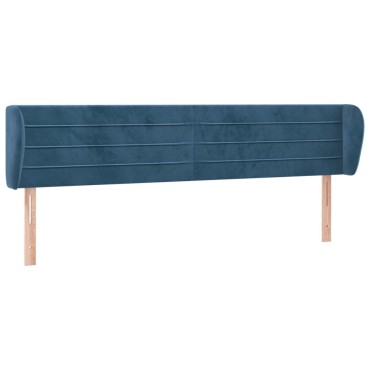 vidaXL Κεφαλάρι με Πτερύγια Σκούρο Μπλε 203x23x78/88cm Βελούδινο 1 τεμ.