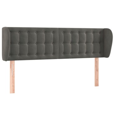 vidaXL Κεφαλάρι με Πτερύγια Σκούρο Γκρι 147x23x78/88cm Βελούδινο 1 τεμ.