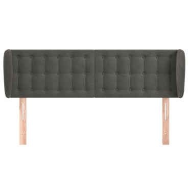 vidaXL Κεφαλάρι με Πτερύγια Σκούρο Γκρι 147x23x78/88cm Βελούδινο 1 τεμ.