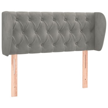 vidaXL Κεφαλάρι με Πτερύγια Ανοιχτό Γκρι 93x23x78/88cm Βελούδινο 1 τεμ.
