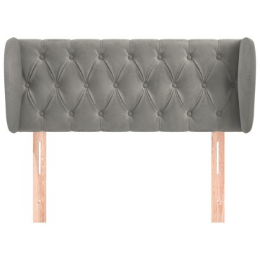 vidaXL Κεφαλάρι με Πτερύγια Ανοιχτό Γκρι 93x23x78/88cm Βελούδινο 1 τεμ.