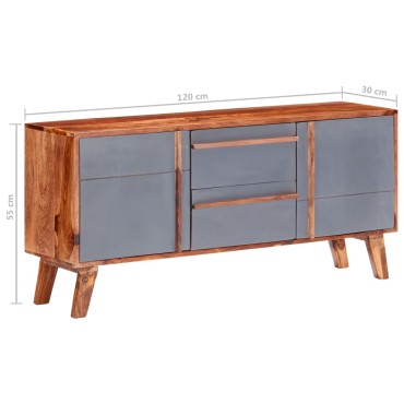 vidaXL Μπουφές Γκρι 120x30x55cm από Μασίφ Ξύλο 1 τεμ.