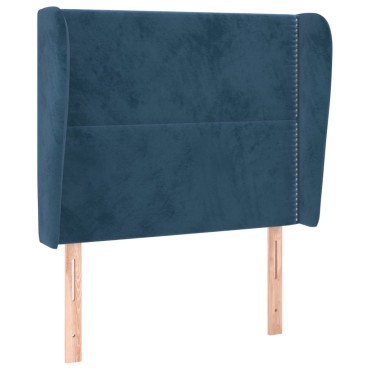 vidaXL Κεφαλάρι με Πτερύγια Σκούρο Μπλε 93x23x118/128cm Βελούδινο 1 τεμ.