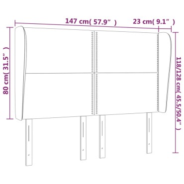 vidaXL Κεφαλάρι με Πτερύγια Ανοιχτό Γκρι 147x23x118/128cm Βελούδινο 1 τεμ.