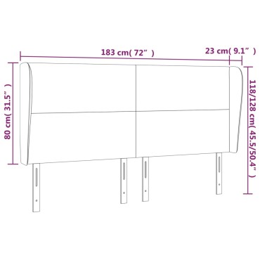 vidaXL Κεφαλάρι με Πτερύγια Σκούρο Μπλε 183x23x118/128cm Βελούδινο 1 τεμ.