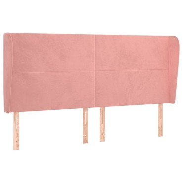 vidaXL Κεφαλάρι με Πτερύγια Ροζ 183x23x118/128cm Βελούδινο 1 τεμ.