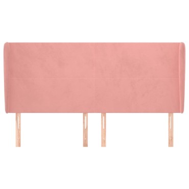 vidaXL Κεφαλάρι με Πτερύγια Ροζ 183x23x118/128cm Βελούδινο 1 τεμ.