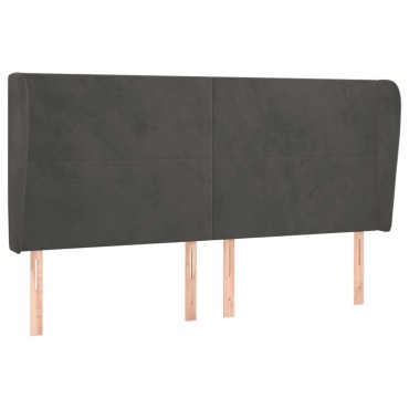 vidaXL Κεφαλάρι με Πτερύγια Σκούρο Γκρι 203x23x118/128cm Βελούδινο 1 τεμ.