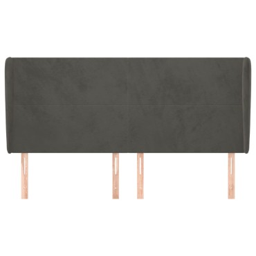 vidaXL Κεφαλάρι με Πτερύγια Σκούρο Γκρι 203x23x118/128cm Βελούδινο 1 τεμ.