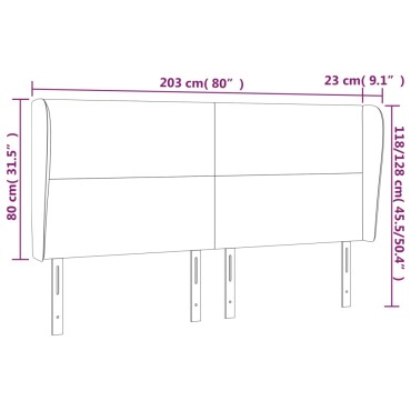 vidaXL Κεφαλάρι με Πτερύγια Σκούρο Γκρι 203x23x118/128cm Βελούδινο 1 τεμ.