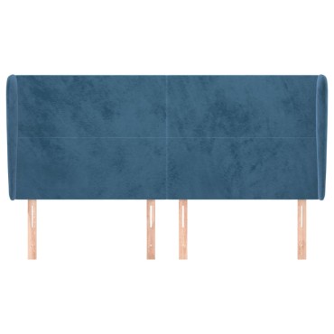 vidaXL Κεφαλάρι με ΠτερύγιαΣκούρο Μπλε 203x23x118/128cm Βελούδινο 1 τεμ.
