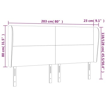 vidaXL Κεφαλάρι με Πτερύγια Μαύρο203x23x118/128cm Υφασμάτινο 1 τεμ.