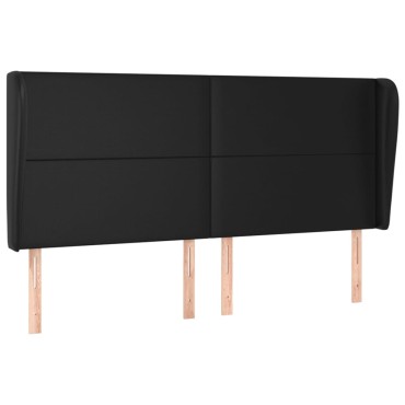 vidaXL Κεφαλάρι με Πτερύγια Μαύρο 163x23x118/128cm Συνθ. Δέρμα 1 τεμ.