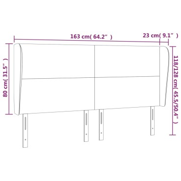 vidaXL Κεφαλάρι με Πτερύγια Μαύρο 163x23x118/128cm Συνθ. Δέρμα 1 τεμ.