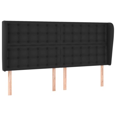 vidaXL Κεφαλάρι με Πτερύγια Μαύρο 163x23x118/128cm Συνθ. Δέρμα 1 τεμ.
