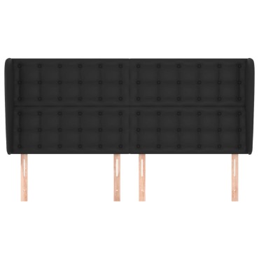 vidaXL Κεφαλάρι με Πτερύγια Μαύρο 163x23x118/128cm Συνθ. Δέρμα 1 τεμ.