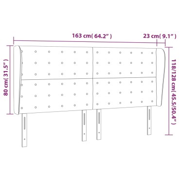 vidaXL Κεφαλάρι με Πτερύγια Μαύρο 163x23x118/128cm Συνθ. Δέρμα 1 τεμ.