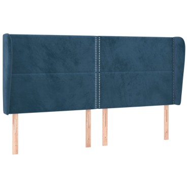 vidaXL Κεφαλάρι με ΠτερύγιαΣκούρο Μπλε 203x23x118/128cm Βελούδινο 1 τεμ.