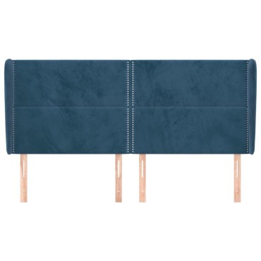 vidaXL Κεφαλάρι με ΠτερύγιαΣκούρο Μπλε 203x23x118/128cm Βελούδινο 1 τεμ.