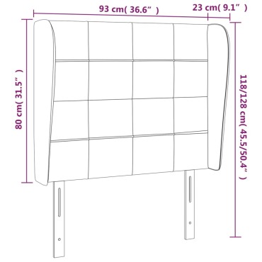 vidaXL Κεφαλάρι με Πτερύγια Ανοιχτό Γκρι 93x23x118/128cm Υφασμάτινο 1 τεμ.