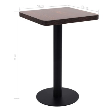 vidaXL Τραπέζι Bistro Σκούρο Καφέ 50x50cm από MDF 1 τεμ.