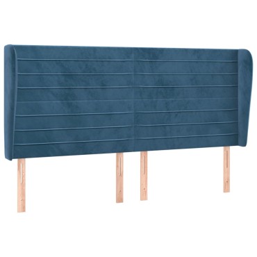 vidaXL Κεφαλάρι με ΠτερύγιαΣκούρο Μπλε 203x23x118/128cm Βελούδινο 1 τεμ.