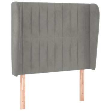 vidaXL Κεφαλάρι με Πτερύγια Ανοιχτό Γκρι 93x23x118/128cm Βελούδινο 1 τεμ.