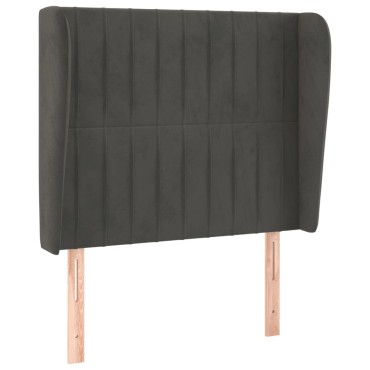 vidaXL Κεφαλάρι με Πτερύγια Σκούρο Γκρι 103x23x118/128cm Βελούδινο 1 τεμ.