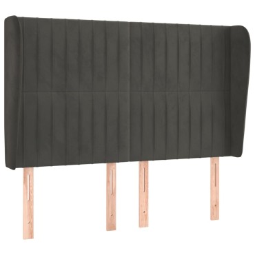vidaXL Κεφαλάρι με Πτερύγια Σκούρο Γκρι 147x23x118/128cm Βελούδινο 1 τεμ.