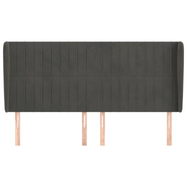 vidaXL Κεφαλάρι με Πτερύγια Σκούρο Γκρι 163x23x118/128cm Βελούδινο 1 τεμ.