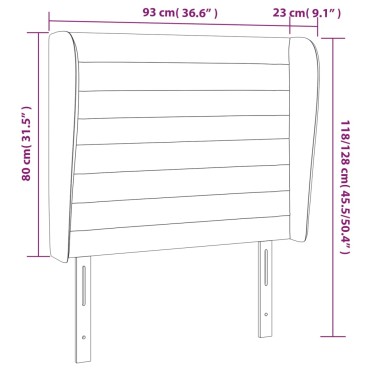 vidaXL Κεφαλάρι με Πτερύγια Σκούρο Γκρι 93x23x118/128cm Υφασμάτινο 1 τεμ.