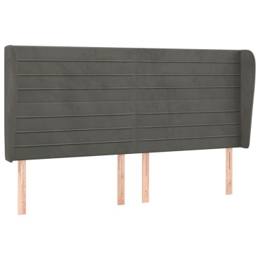 vidaXL Κεφαλάρι με Πτερύγια Σκούρο Γκρι 163x23x118/128cm Βελούδινο 1 τεμ.