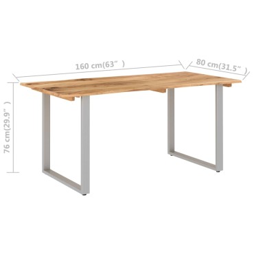 vidaXL Τραπεζαρία 154x80x76cm από Μασίφ Ξύλο Ακακίας 1 τεμ.