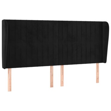 vidaXL Κεφαλάρι με Πτερύγια Μαύρο 203x23x118/128cm Βελούδινο 1 τεμ.